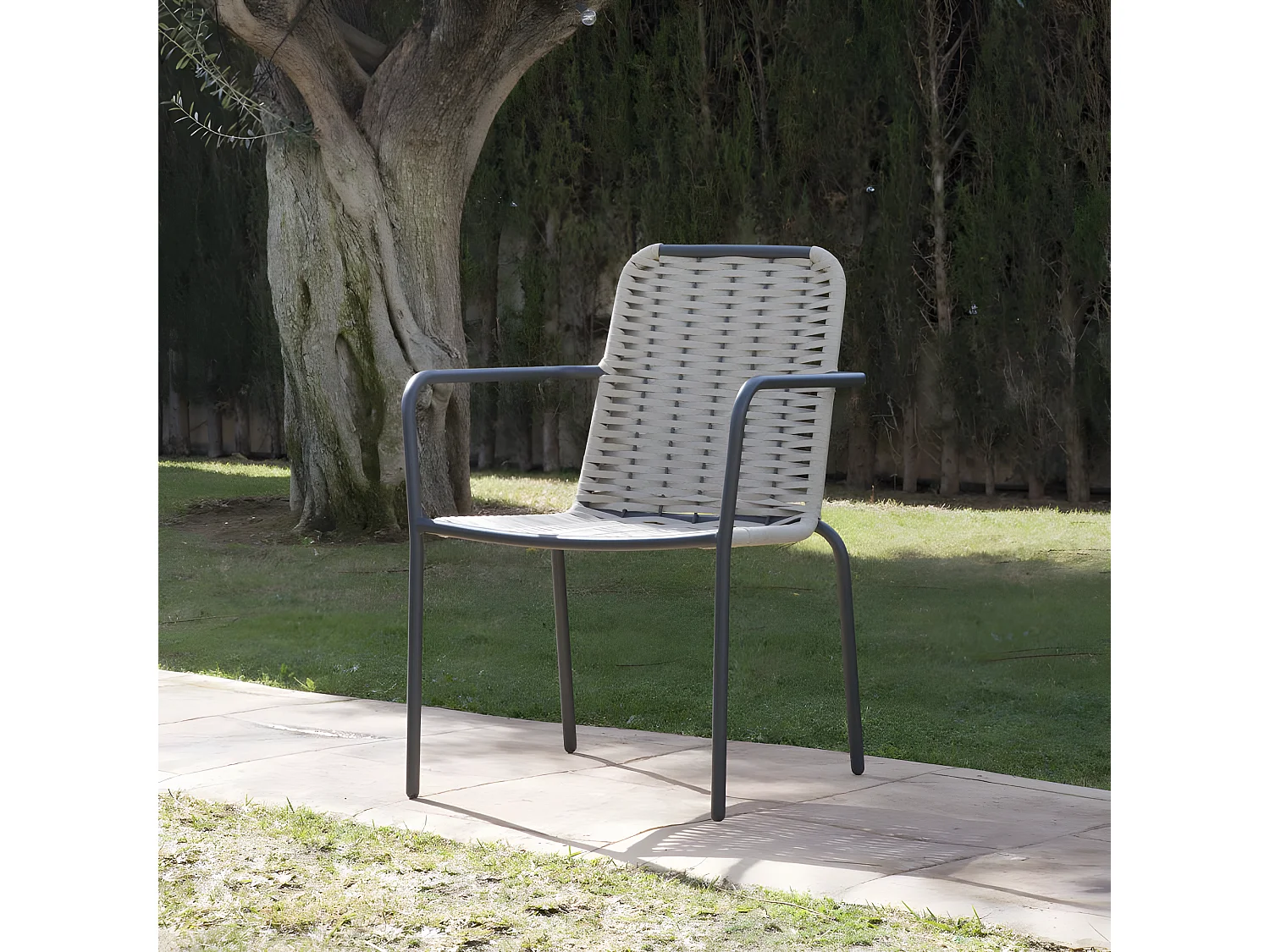 Sedia da giardino fune di olefina e alluminio Tortora 61x86