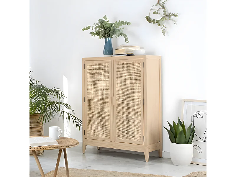 Mobile da ingresso legno massello, pannello in mdf e impiallacciatura  naturale 35x119