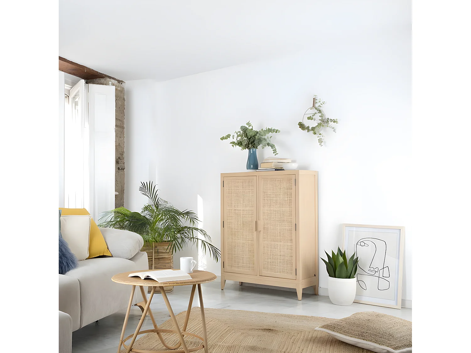 Mobile da ingresso legno massello, pannello in mdf e impiallacciatura  naturale 35x119