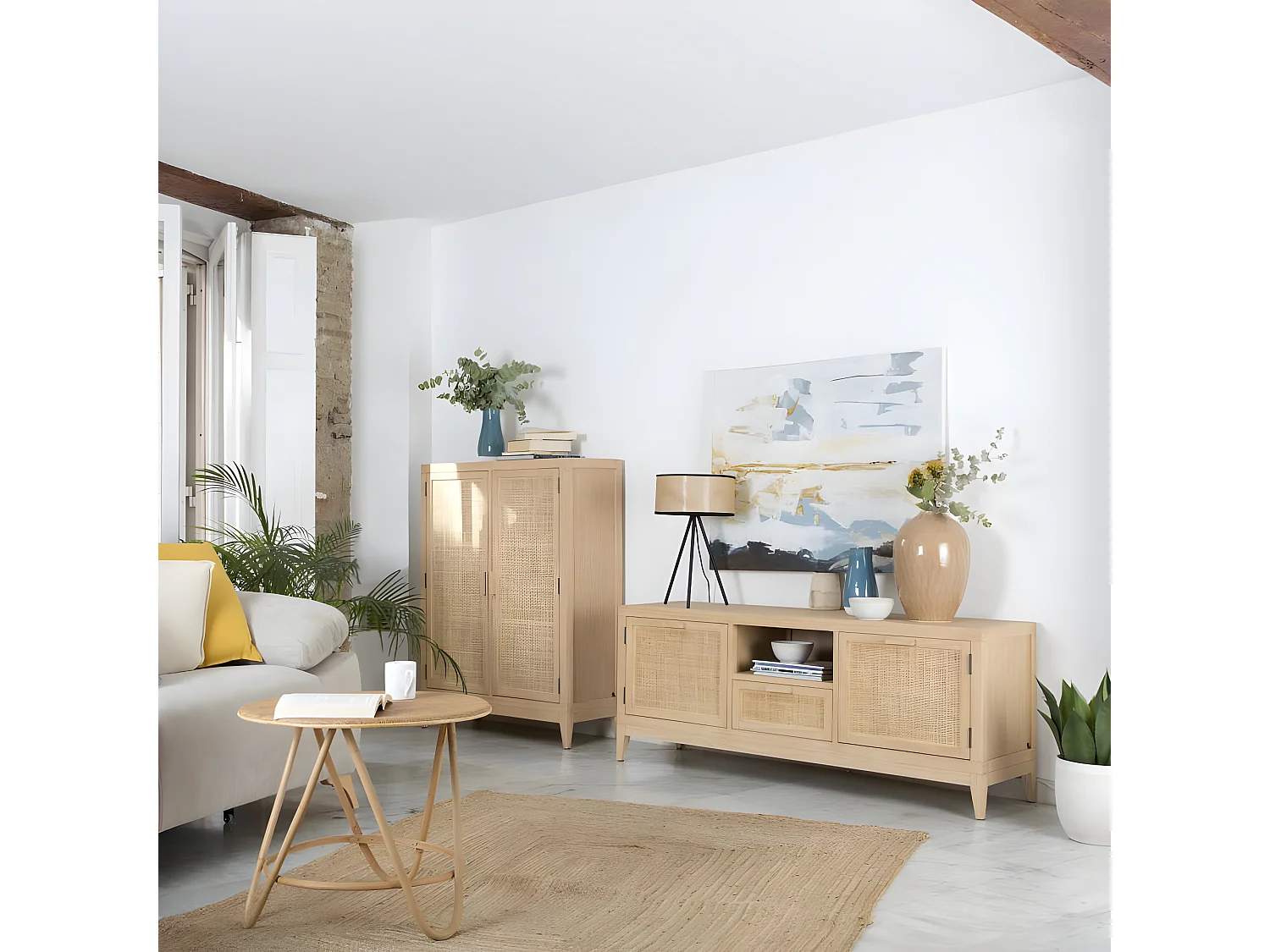 Mobile da ingresso legno massello, pannello in mdf e impiallacciatura  naturale 35x119