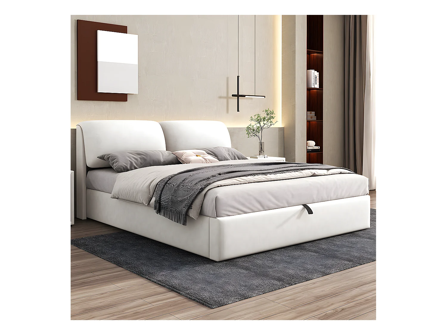 Lit coffre Lit 180x200 lit avec trois tiroirs sommier à lattes Lit adulte velours Beige
