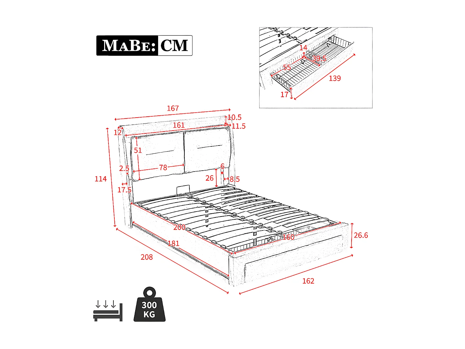 Lit coffre Lit adulte 160x200 cm 2 en 1 tiroirs de rangement LED encastrées de chaque côté du lit velours beige
