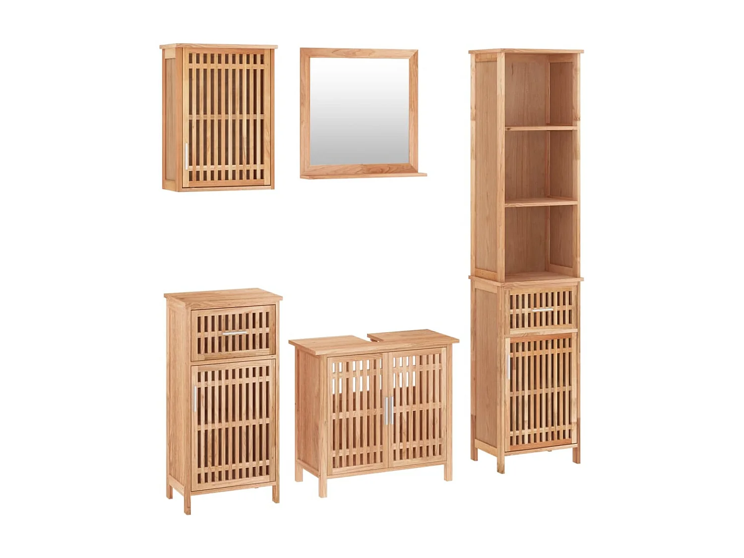 5-tlg. Badmöbel-Set Massivholz Nussbaum