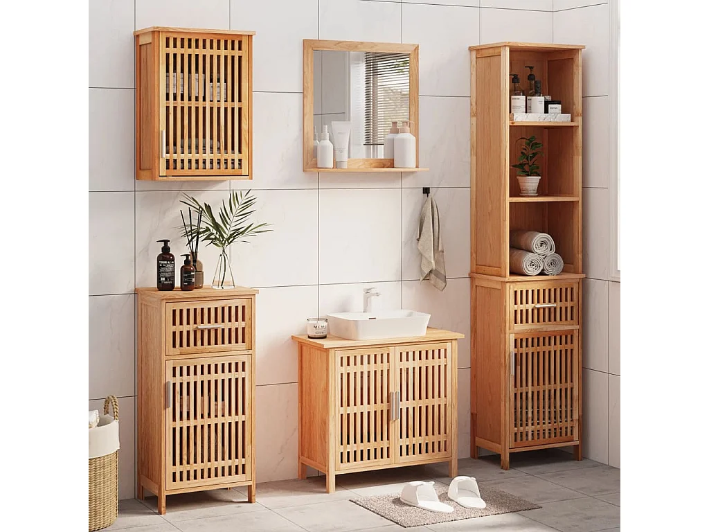 Ensemble de meubles de salle de bain 5 pcs bois massif de noyer