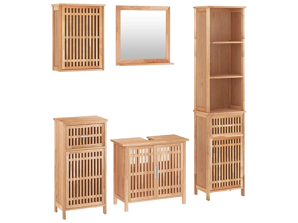 Ensemble de meubles de salle de bain 5 pcs bois massif de noyer