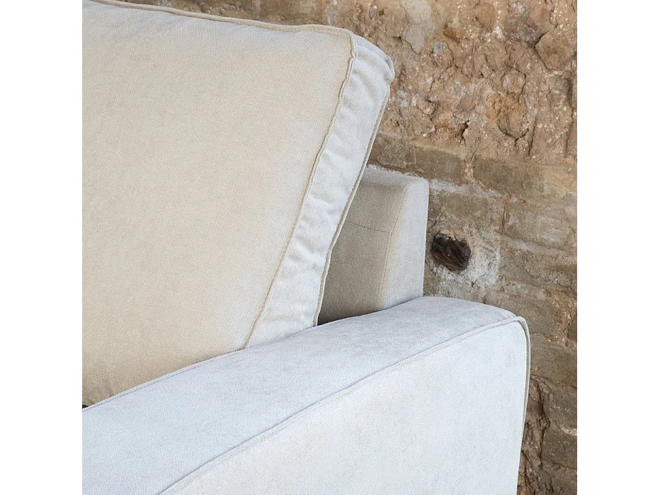 Divano con penisola testo, schiuma pu, legno e pannello a particelle Beige 157x88