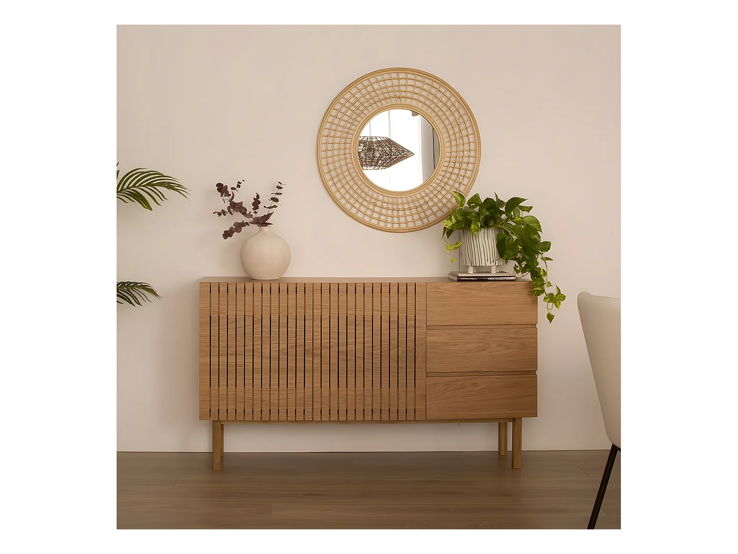 Buffet effet bois naturel 150x85