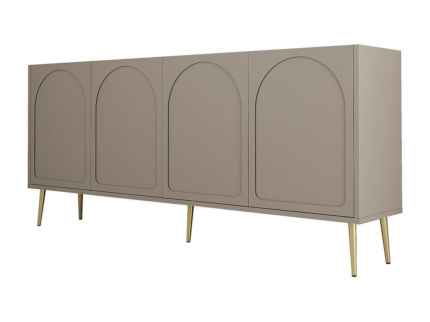 Buffet style minimaliste 4 portes Lyana Taupe foncé et Or
