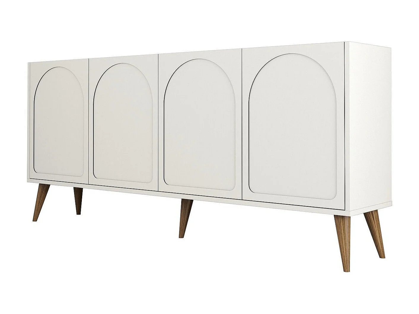 Aparador – 180 x 81 x 35 cm – Crema y Nogal – Tablero de partículas recubierto de melamina