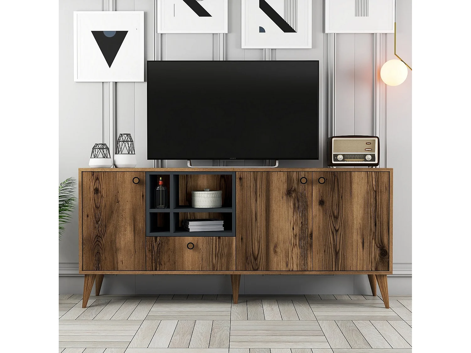 Buffetmoderne 4 portes Sened Sened L180cm Bois foncé