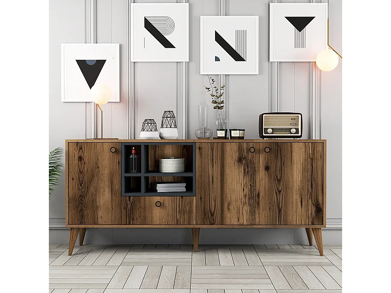 Buffetmoderne 4 portes Sened Sened L180cm Bois foncé