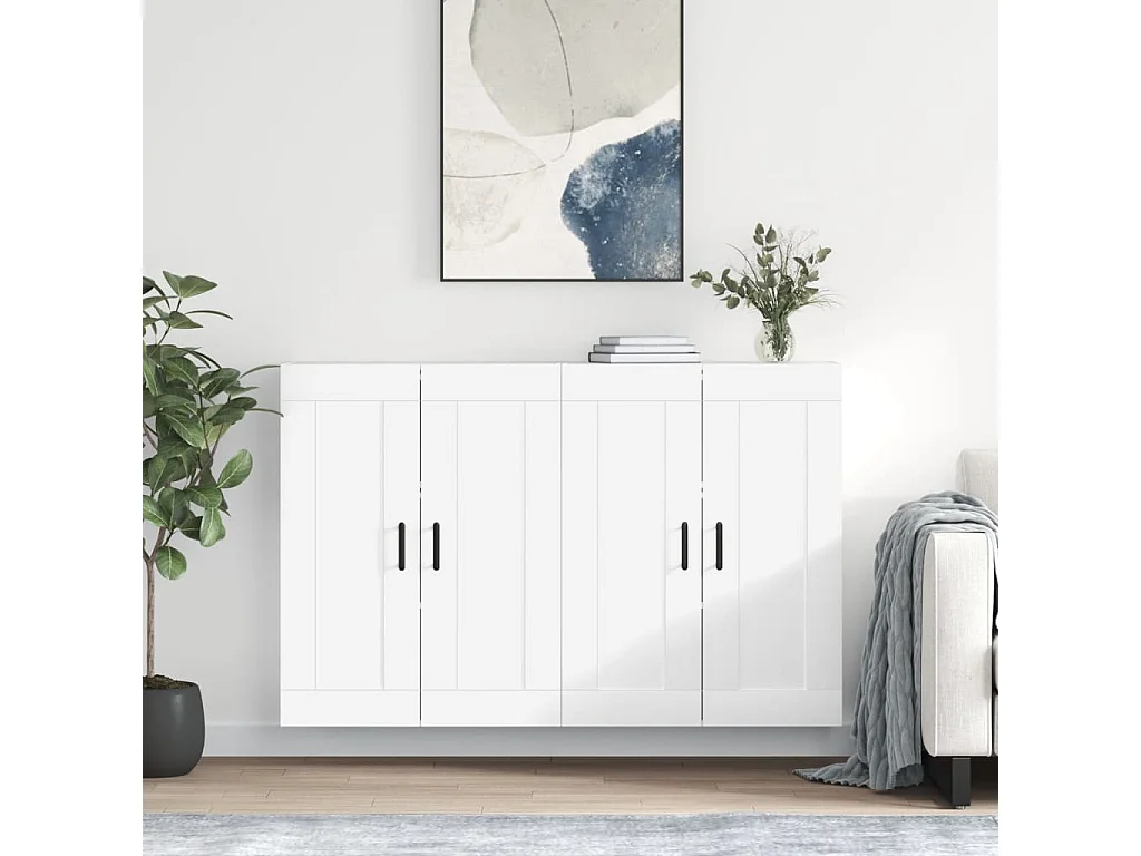 Móveis de parede 2 pcs derivados de madeira branco