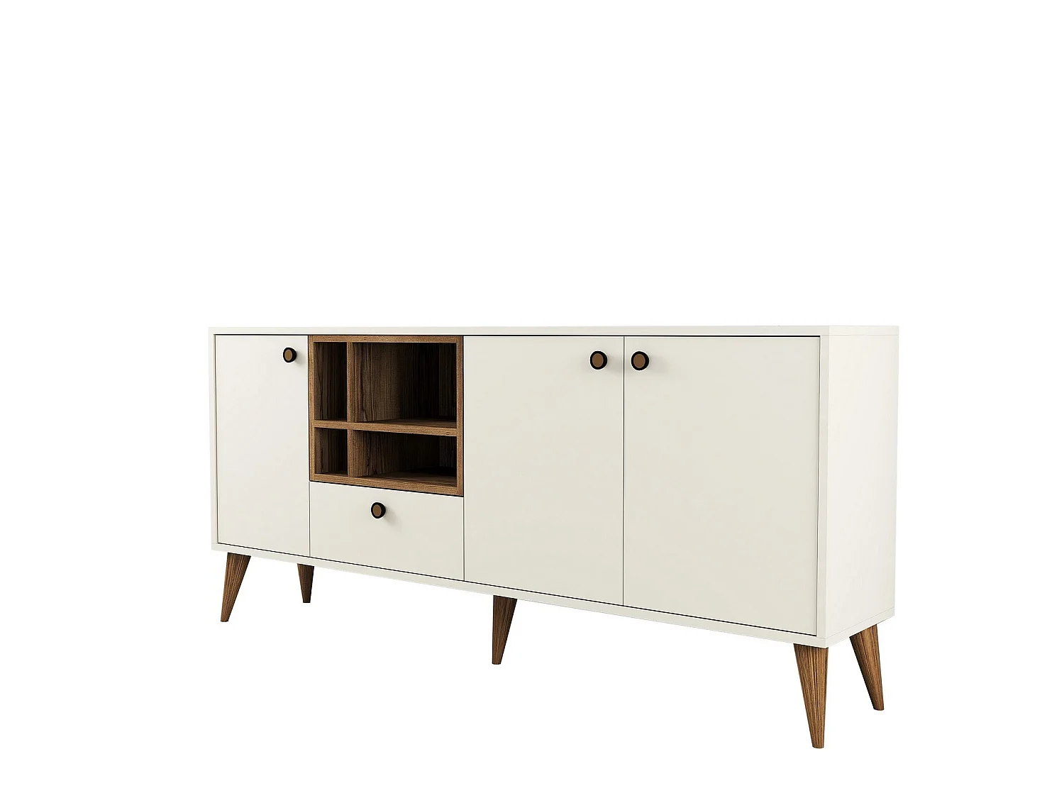 Sideboard – 180 cm x 81 cm x 35 cm – Creme – Spanplatte mit Melaminbeschichtung