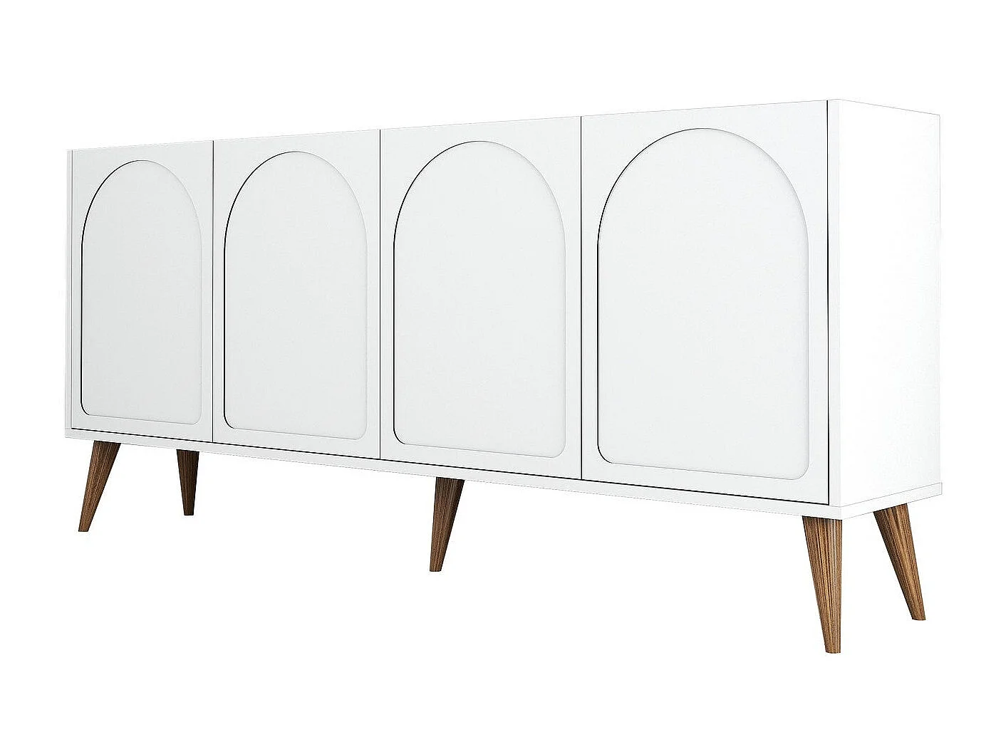 Aparador – 180 x 81 x 35 cm – Blanco y Nogal – Melamina