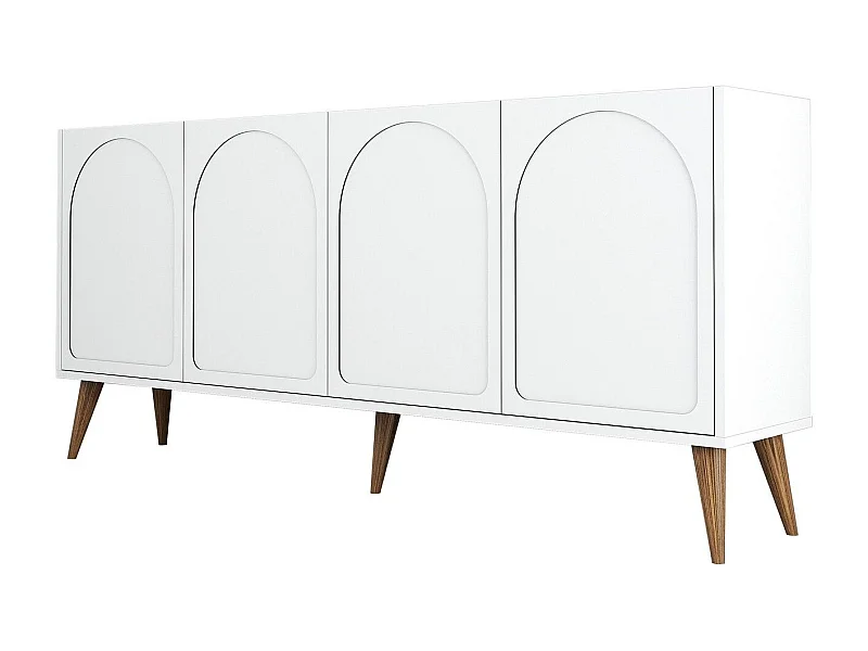 Aparador – 180 x 81 x 35 cm – Branco e Nogueira – Melamina