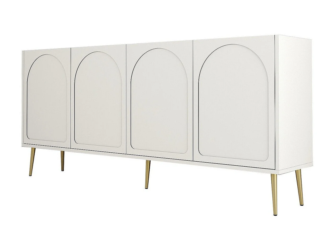 Buffet style minimaliste 4 portes Lyana Crème et Or