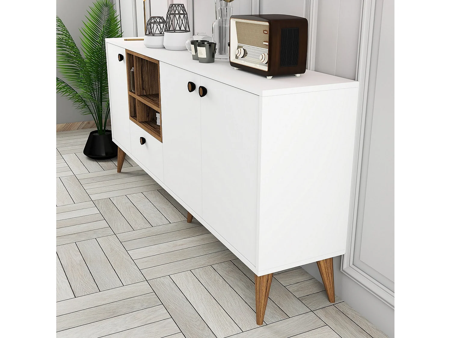 Aparador Napoli blanco 180x35x81 cm