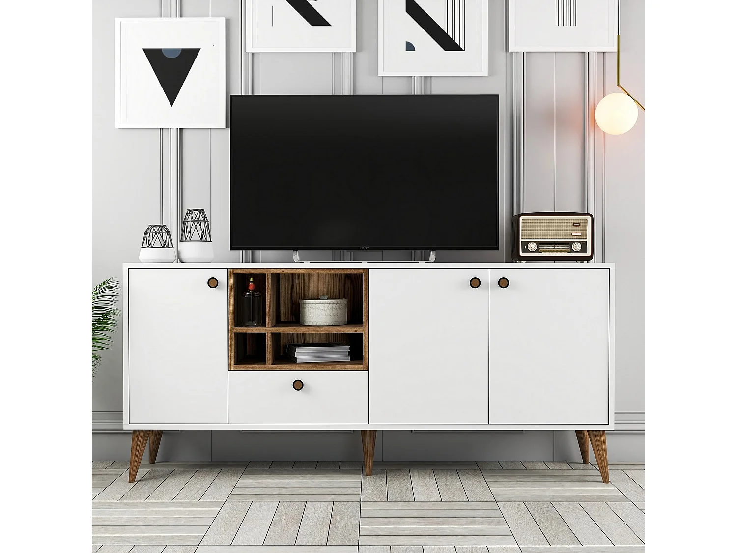 Aparador – 180 cm x 81 cm x 35 cm – Branco – Painel de partículas revestido a melamina