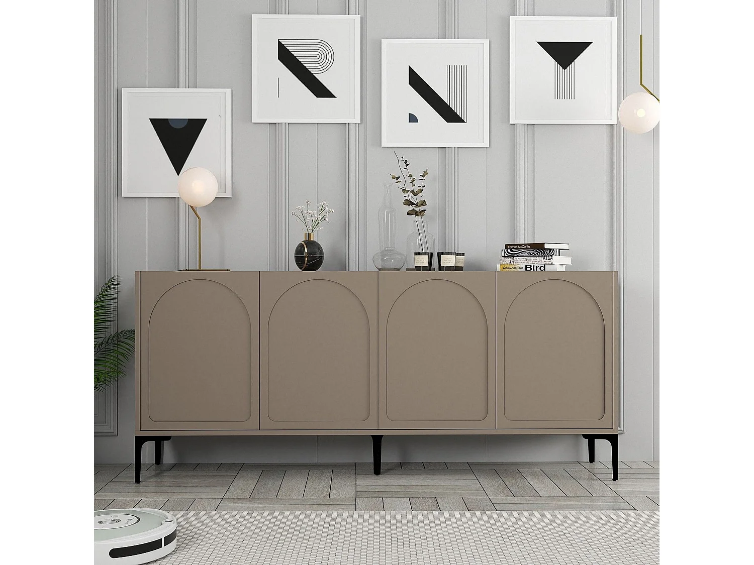 Aparador – 180 x 79 x 35 cm – Atlas e Preto – Painel de Partículas