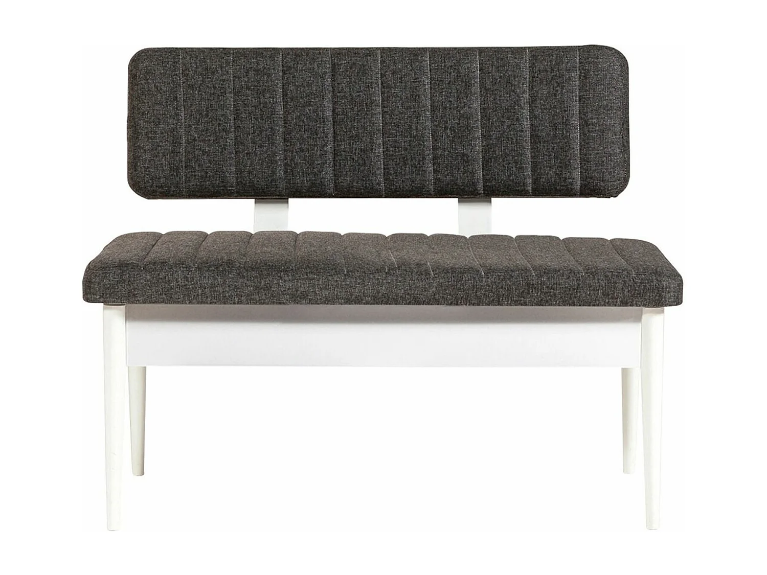 Banquette-coffre capitonnée avec dossier L110cm Scamnum Blanc et Tissu Anthracite