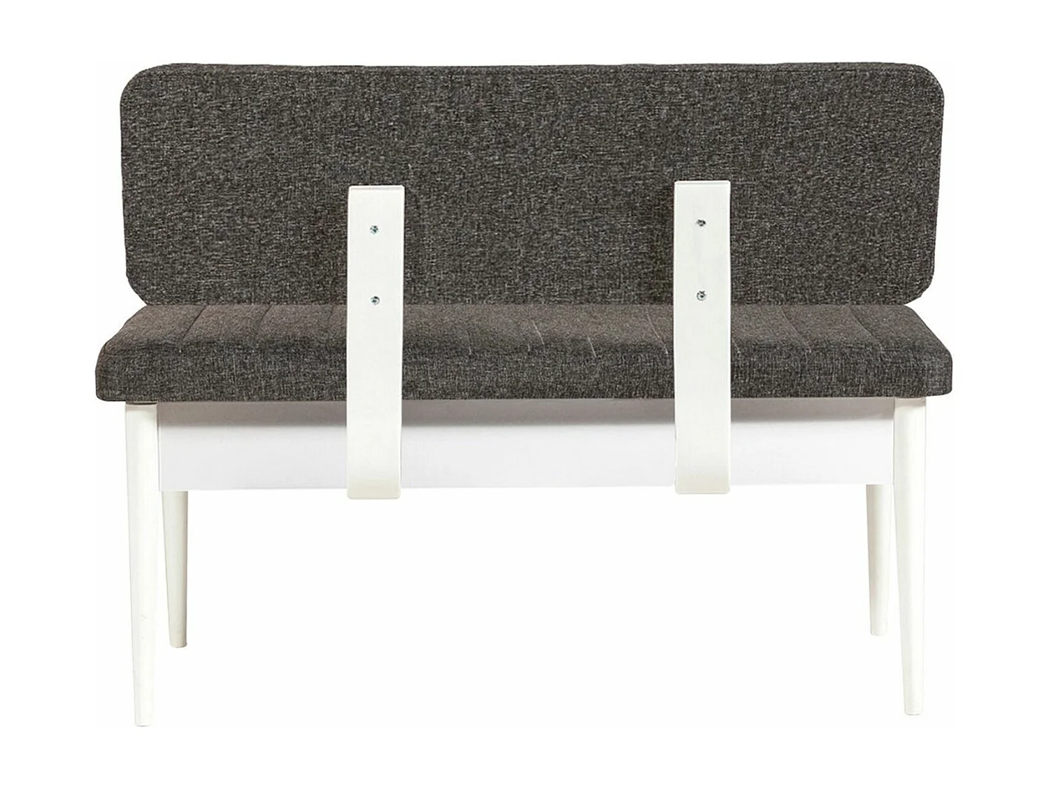 Banquette-coffre capitonnée avec dossier L110cm Scamnum Blanc et Tissu Anthracite