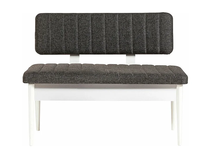 Banquette-coffre capitonnée avec dossier L110cm Scamnum Blanc et Tissu Anthracite