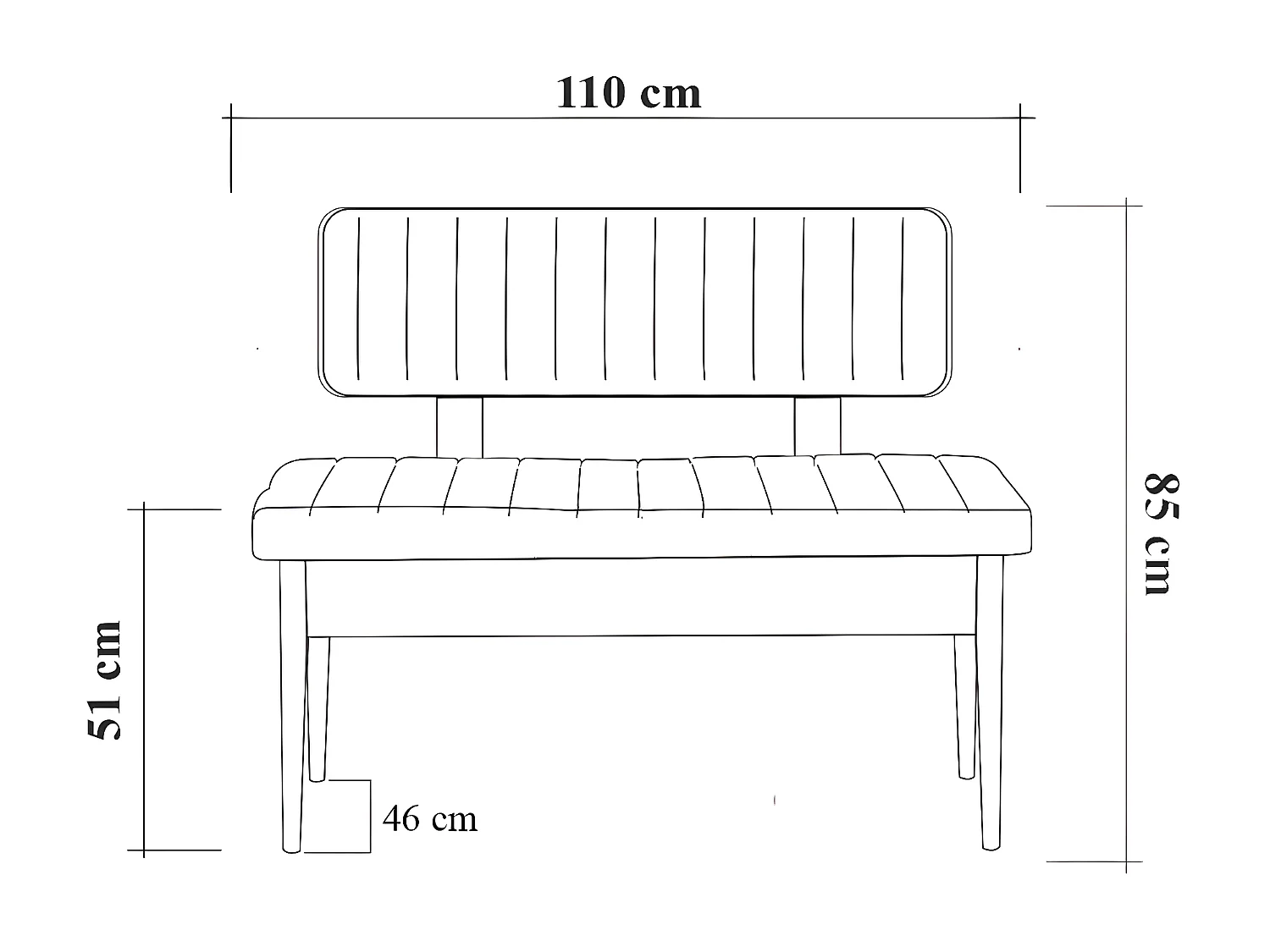Banquette-coffre capitonnée avec dossier L110cm Scamnum Bois clair et Tissu Anthracite