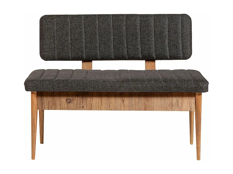 Banquette-coffre capitonnée avec dossier L110cm Scamnum Bois clair et Tissu Anthracite