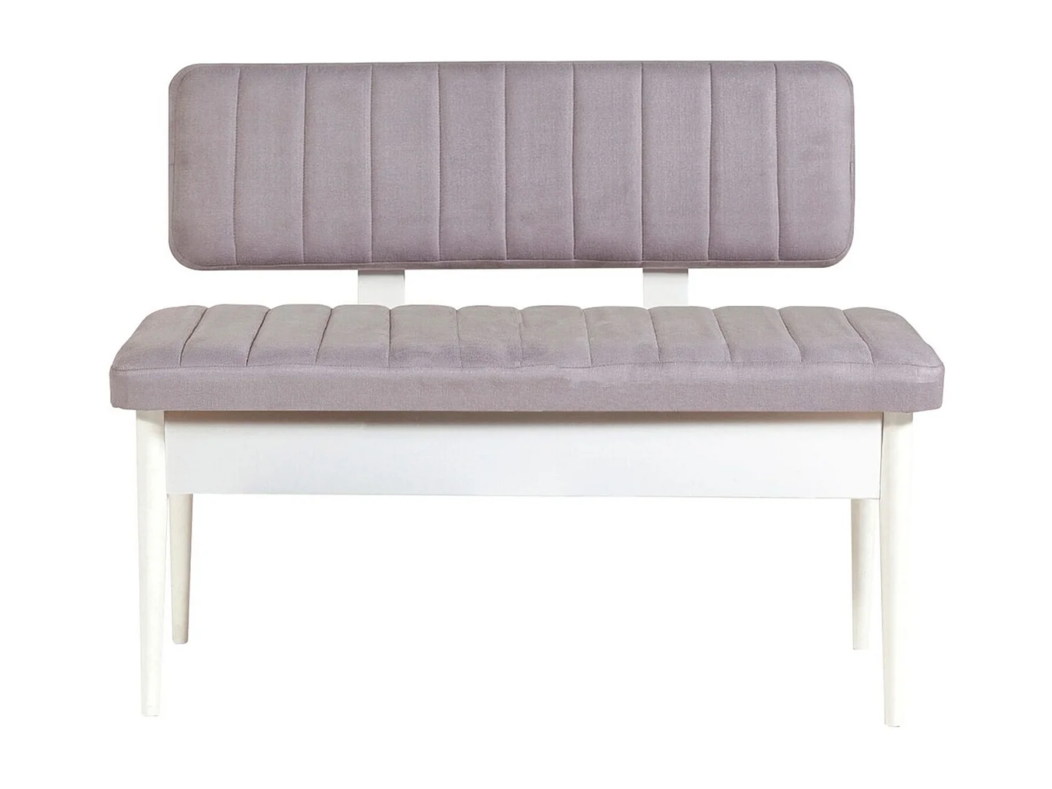 Banquette-coffre capitonnée avec dossier L110cm Scamnum Blanc et Velours Gris clair