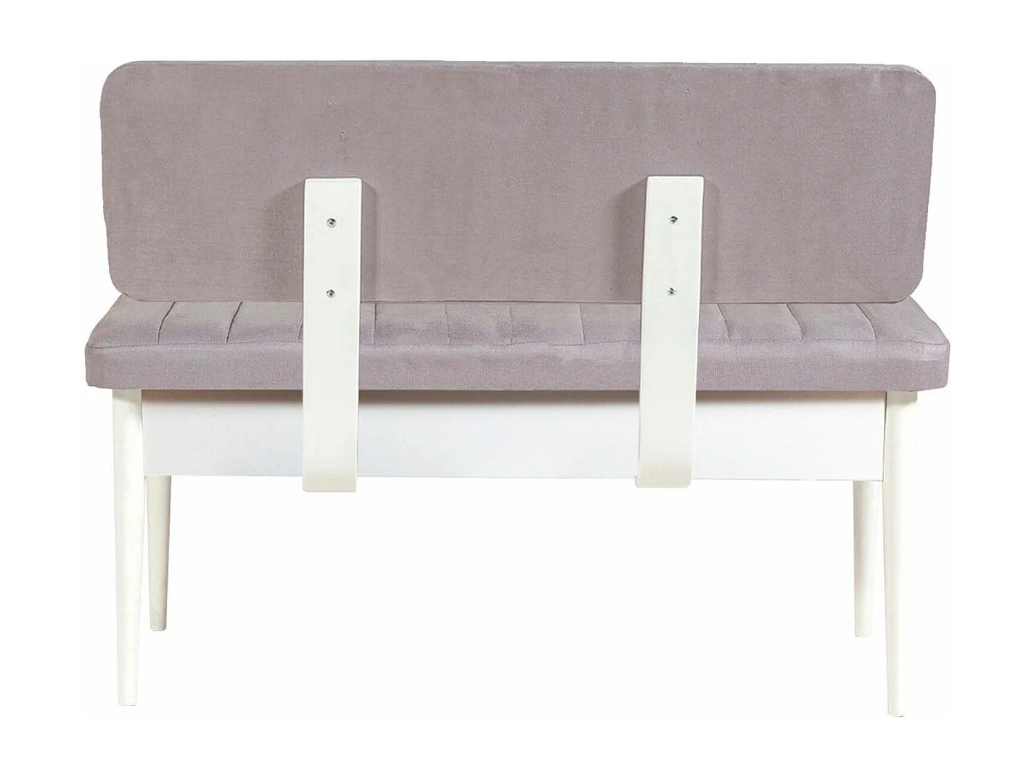 Banquette-coffre capitonnée avec dossier L110cm Scamnum Blanc et Velours Gris clair