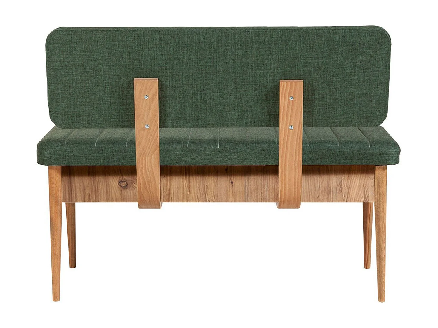 Banquette-coffre capitonnée avec dossier L110cm Scamnum Bois clair et Tissu Vert forêt