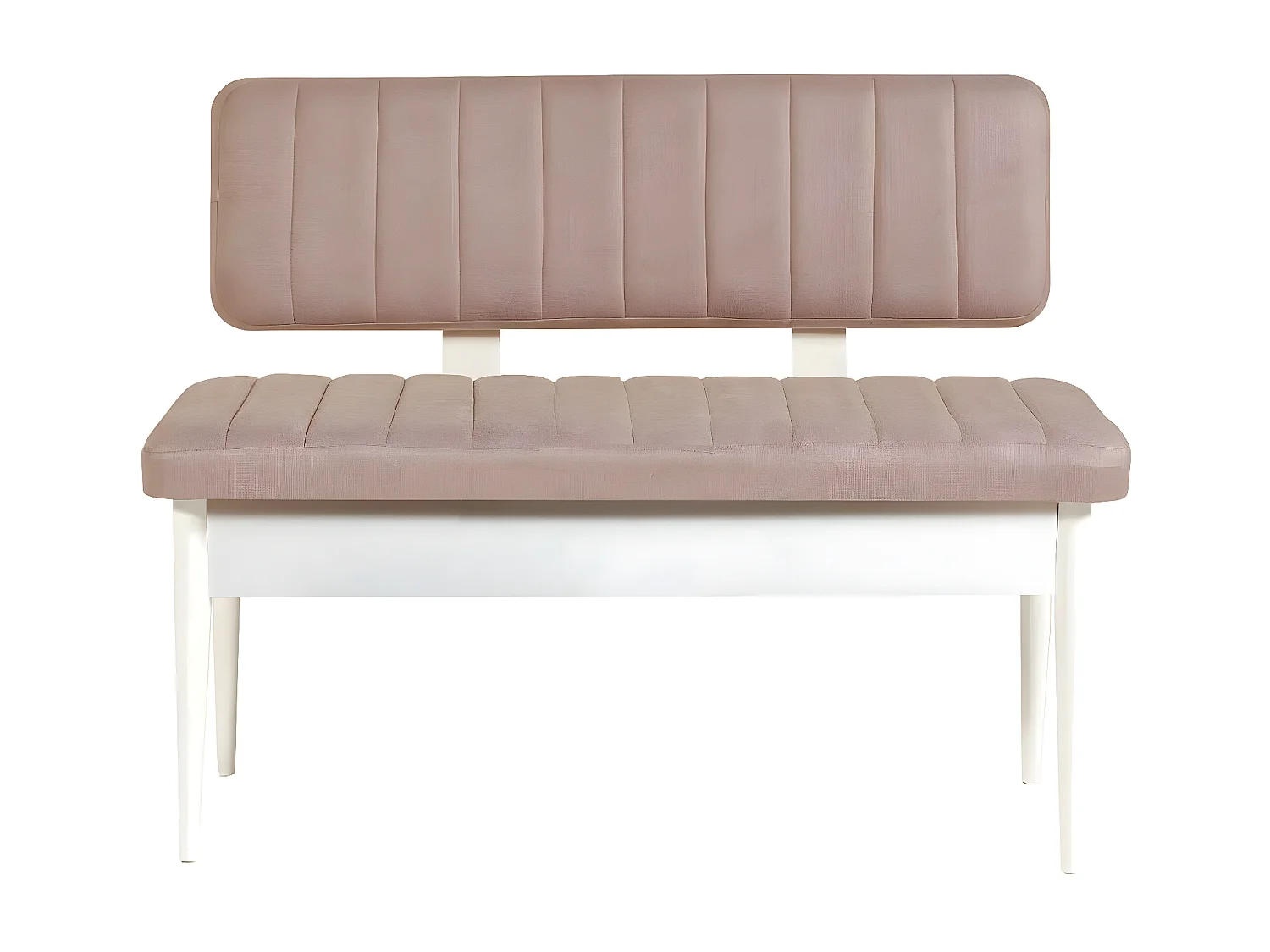 Banquette-coffre capitonnée avec dossier L110cm Scamnum Blanc et Velours Taupe