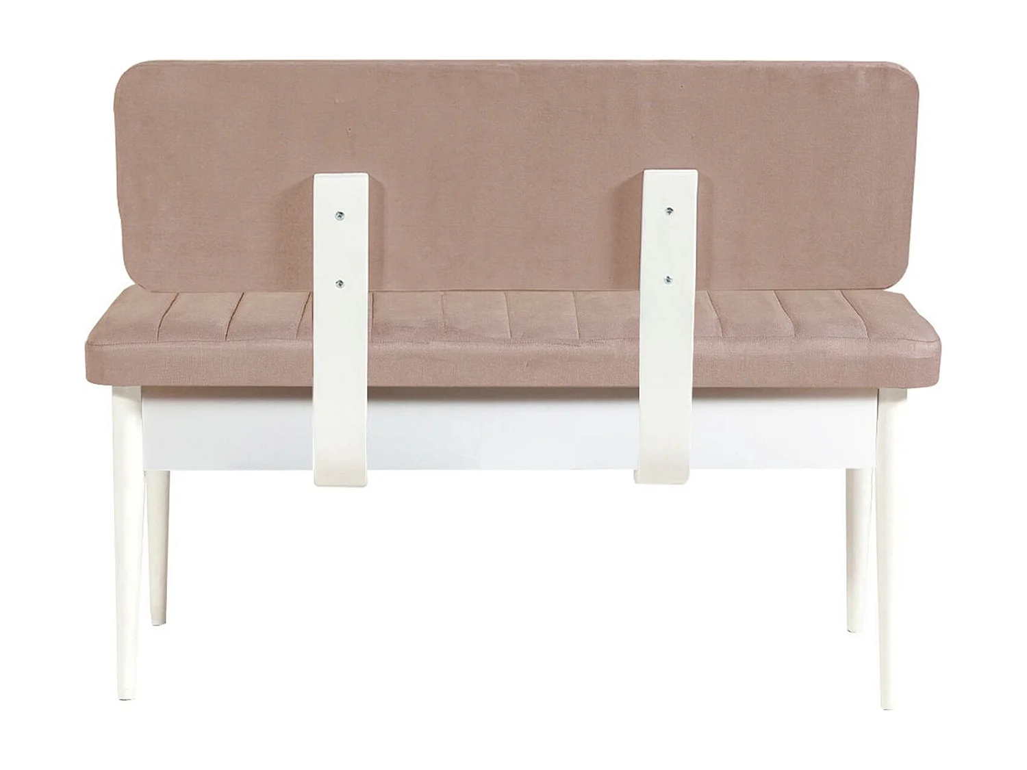 Banquette-coffre capitonnée avec dossier L110cm Scamnum Blanc et Velours Taupe
