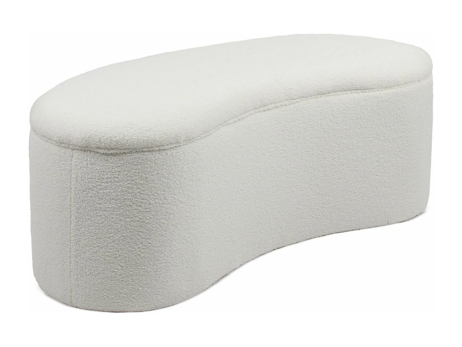 Banquette-coffre courbée Beanie Tissu bouclette Blanc