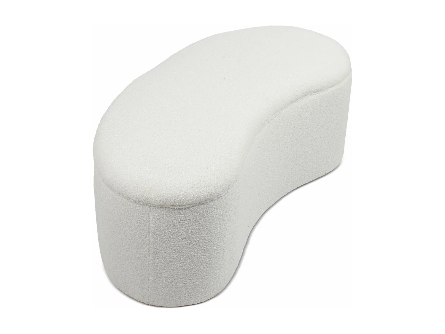 Banquette-coffre courbée Beanie Tissu bouclette Blanc