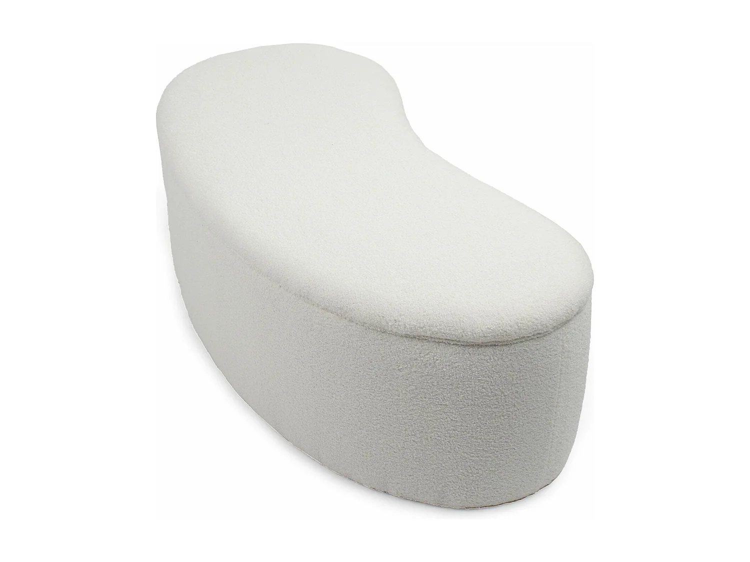 Banquette-coffre courbée Beanie Tissu bouclette Blanc