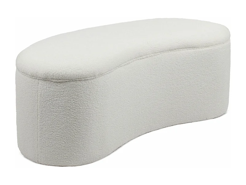 Banquette-coffre courbée Beanie Tissu bouclette Blanc