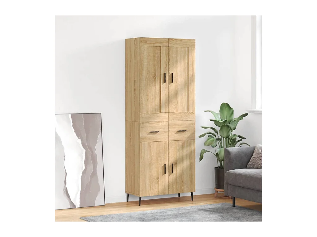 Highboard Sonoma-Eiche 69,5x34x180 cm Holzwerkstoff