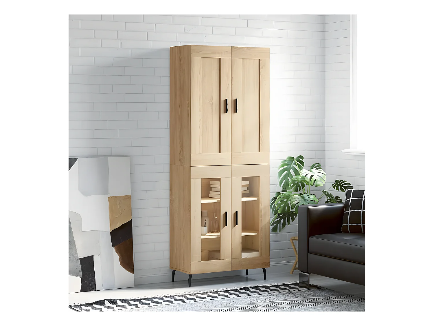 Buffet haut Chêne sonoma 69,5x34x180 cm Bois d'ingénierie