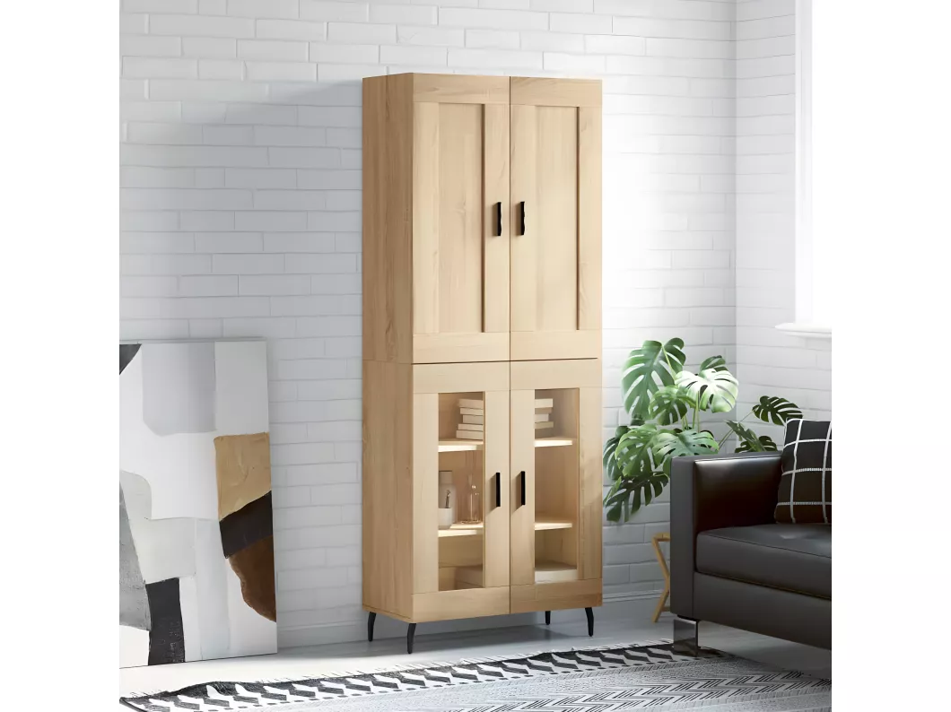 Kauf Unique Highboard Sonoma-Eiche 69,5x34x180 cm Holzwerkstoff