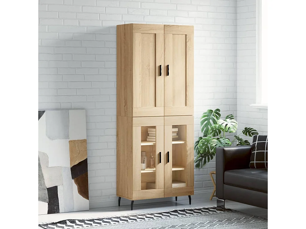 Buffet haut Chêne sonoma 69,5x34x180 cm Bois d'ingénierie