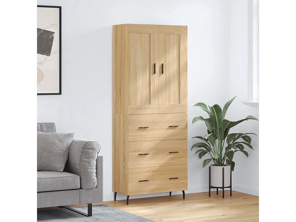Highboard Sonoma-Eiche 69,5x34x180 cm Holzwerkstoff