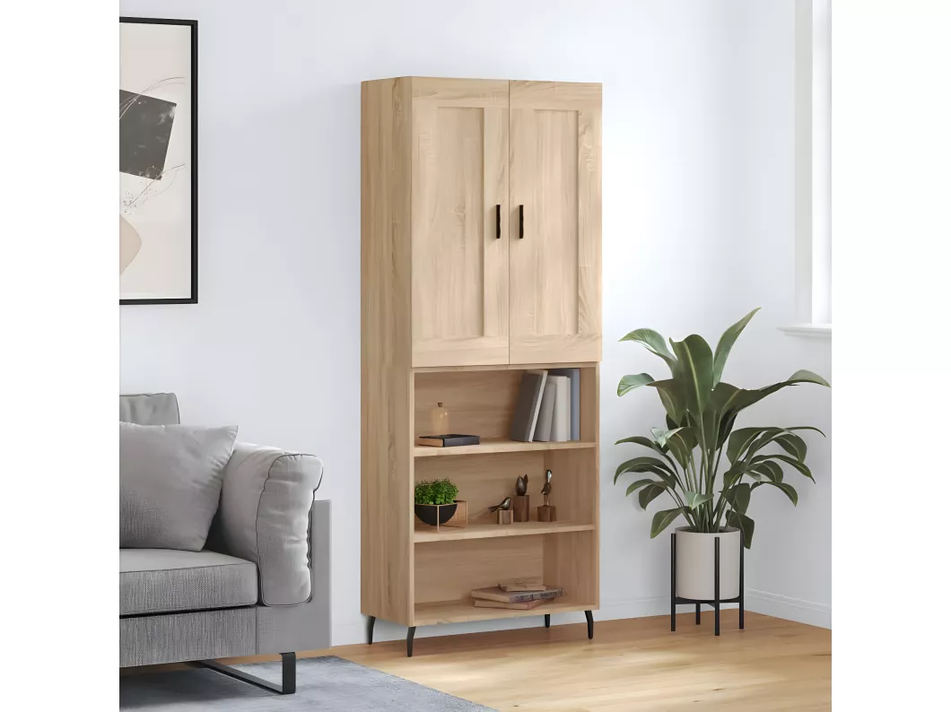 Kauf Unique Highboard Sonoma-Eiche 69,5x34x180 cm Holzwerkstoff