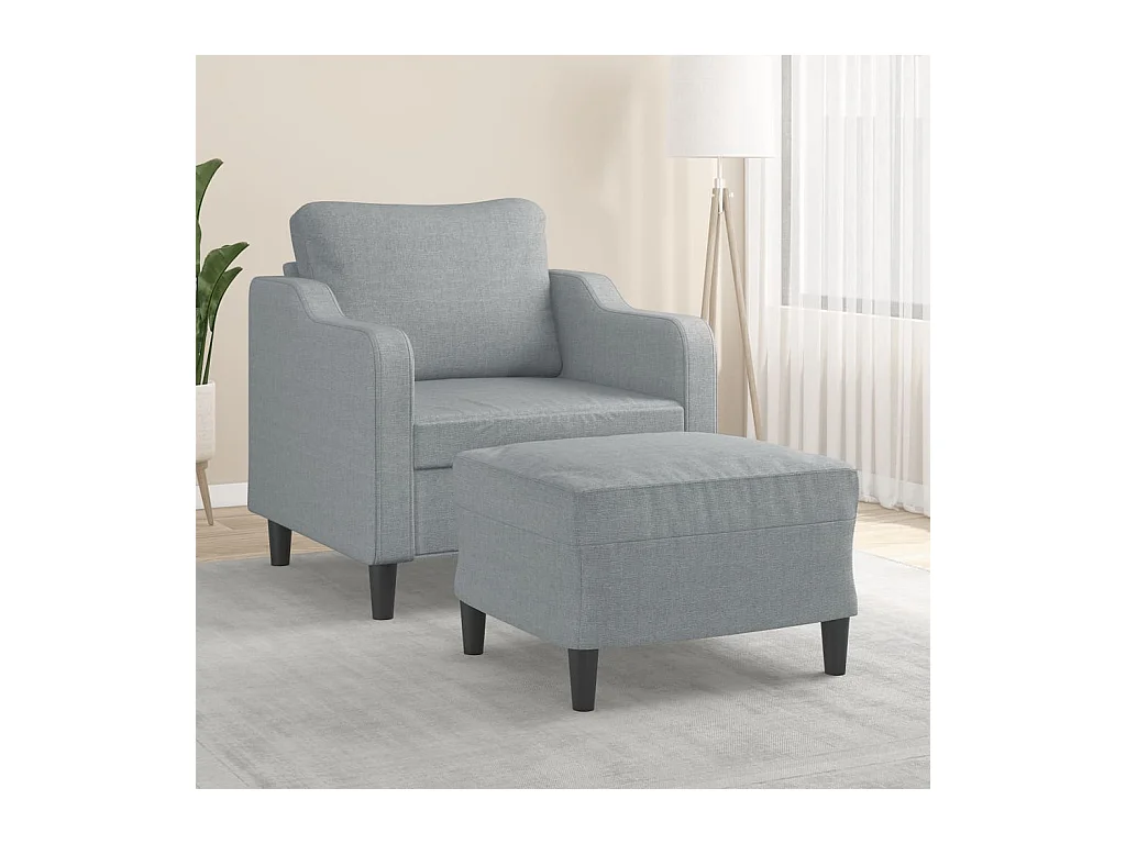 Poltrona con Poggiapiedi Grigio Chiaro 60 cm in Tessuto