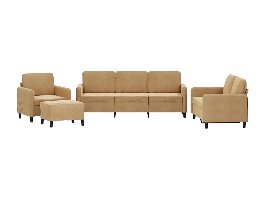 4-delige Loungeset fluweel bruin