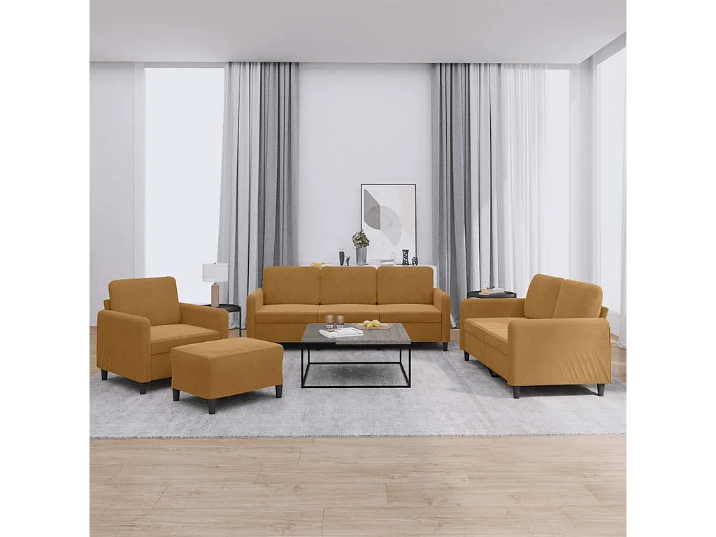Set di Divani 4 pz Marrone in Velluto