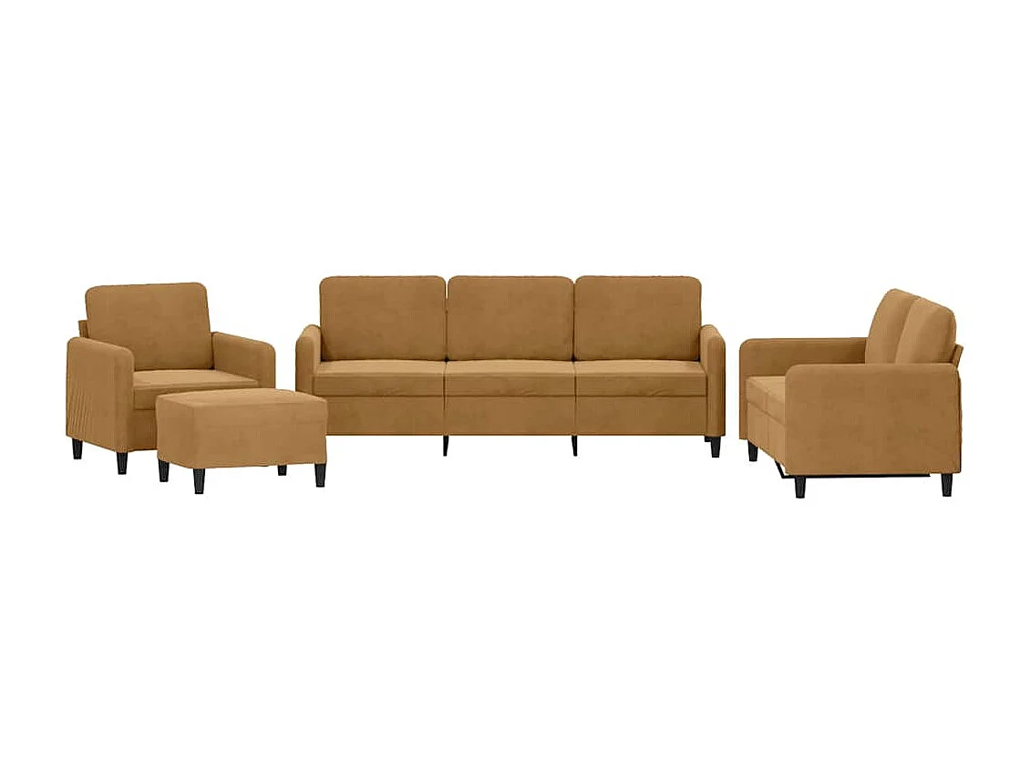 Set di Divani 4 pz Marrone in Velluto