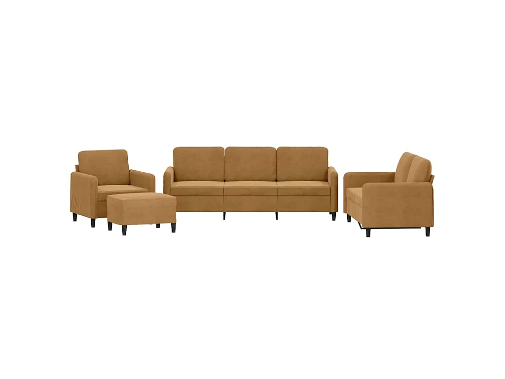 Set di Divani 4 pz Marrone in Velluto