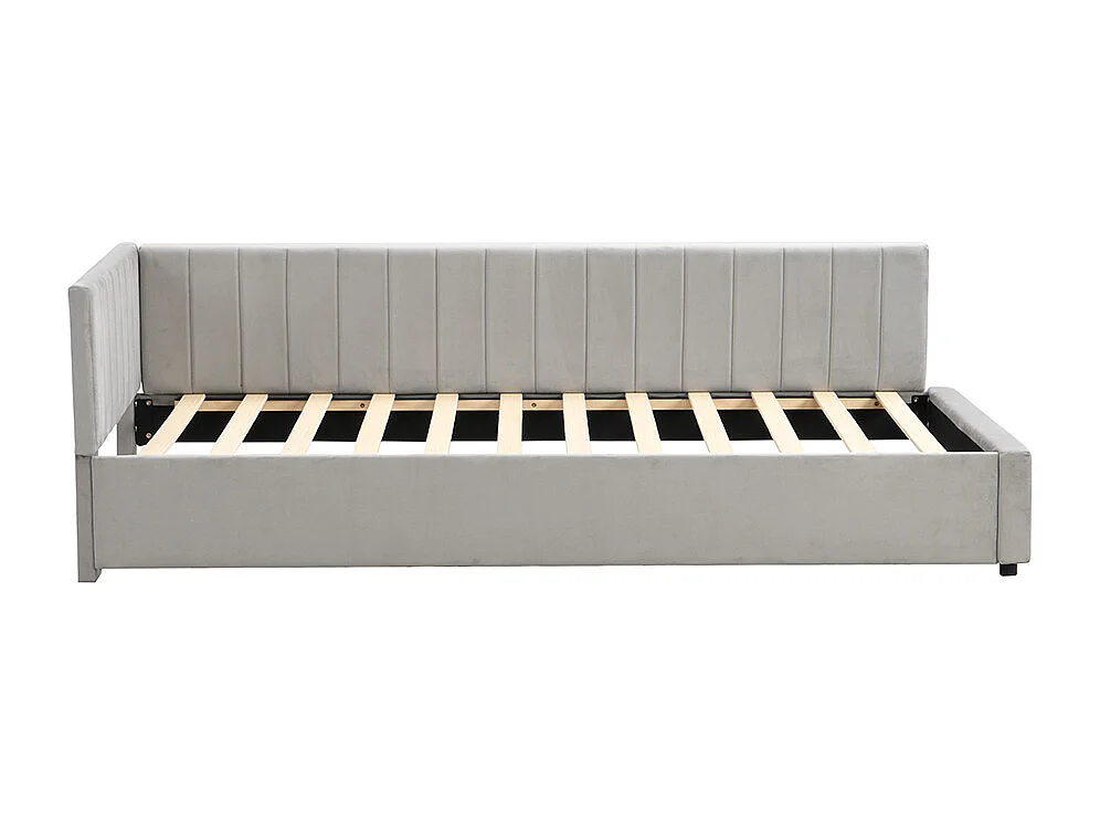 Lit adulte Lit gigogne Lit 90x200 avec sommier à lattes Canapé-lit pour le salon Tissu velours Gris