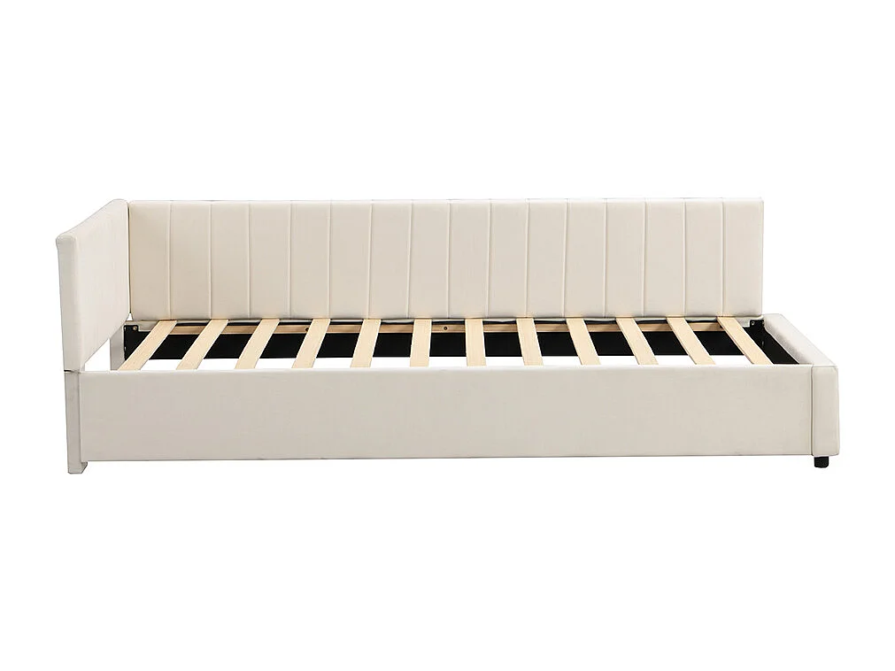 Lit adulte Lit gigogne Lit 90x200 avec sommier à lattes Canapé-lit pour le salon Tissu velours Beige
